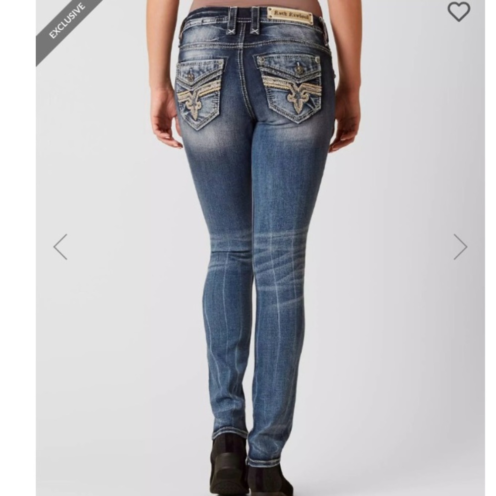 Rock Revival Women's Blue Embellished Pocket Skinny Jeans
